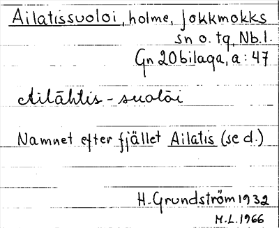 Bild på arkivkortet för arkivposten Ailatissuoloi