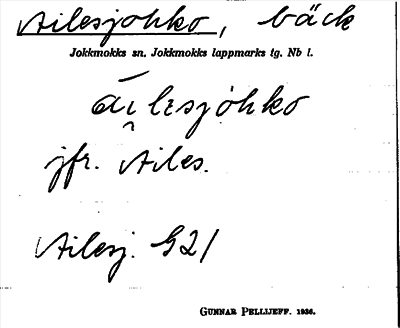 Bild på arkivkortet för arkivposten Ailesjohko