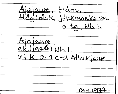 Bild på arkivkortet för arkivposten Ajajaure