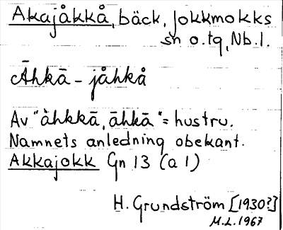 Bild på arkivkortet för arkivposten Akajåkkå