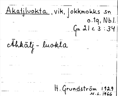 Bild på arkivkortet för arkivposten Akatjluokta