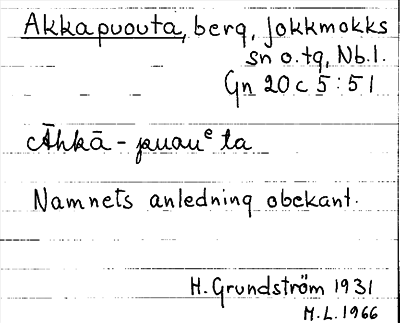 Bild på arkivkortet för arkivposten Akkapuouta