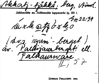 Bild på arkivkortet för arkivposten Akkatj-tjåkkå