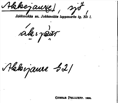 Bild på arkivkortet för arkivposten Akkejaur(e)
