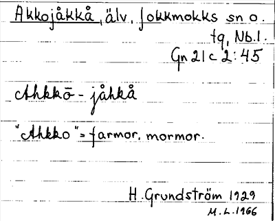 Bild på arkivkortet för arkivposten Akkojåkkå