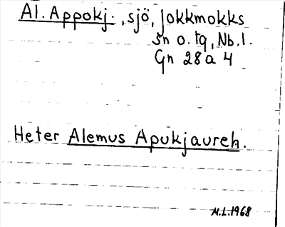 Bild på arkivkortet för arkivposten Al. Appokj.