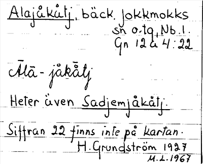 Bild på arkivkortet för arkivposten Alajåkåtj
