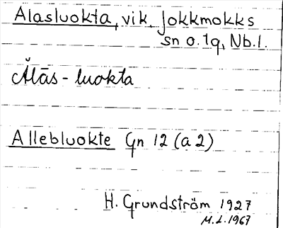 Bild på arkivkortet för arkivposten Alasluokta