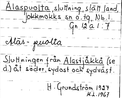Bild på arkivkortet för arkivposten Alaspuolta
