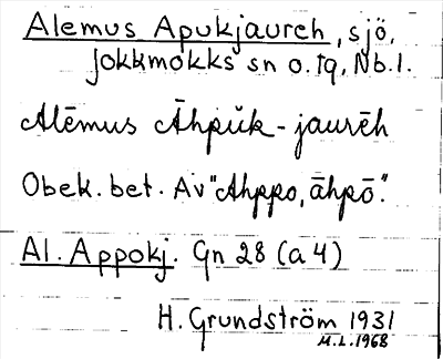 Bild på arkivkortet för arkivposten Alemus Apukjaureh