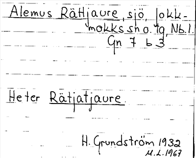 Bild på arkivkortet för arkivposten Alemus Rättjaure