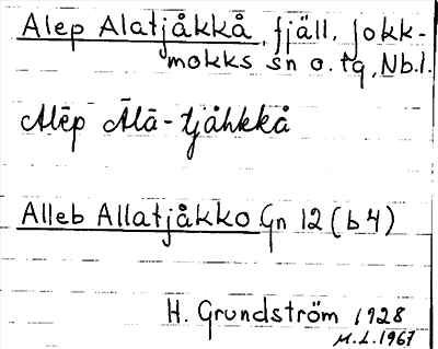 Bild på arkivkortet för arkivposten Alep Alatjåkkå