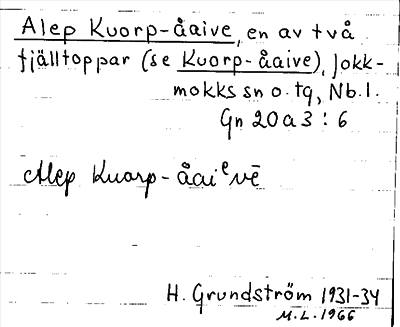 Bild på arkivkortet för arkivposten Alep Kuorp-åaive