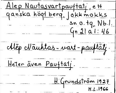Bild på arkivkortet för arkivposten Alep Nautasvartpauftatj