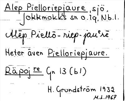 Bild på arkivkortet för arkivposten Alep Pielloriepjaure