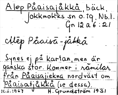 Bild på arkivkortet för arkivposten Alep Påaisajåkkå