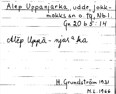 Bild på arkivkortet för arkivposten Alep Uppanjarka