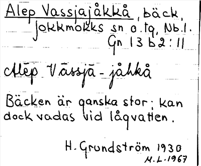 Bild på arkivkortet för arkivposten Alep Vassjajåkkå