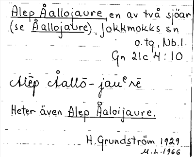 Bild på arkivkortet för arkivposten Alep Åallojaure