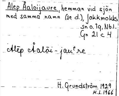 Bild på arkivkortet för arkivposten Alep Åaloijaure