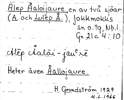 Bild på arkivkortet för arkivposten Alep Åaloijaure