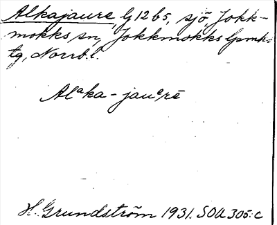Bild på arkivkortet för arkivposten Alkajaure