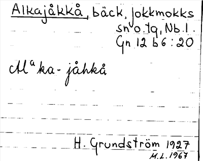 Bild på arkivkortet för arkivposten Alkajåkkå