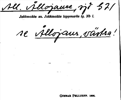 Bild på arkivkortet för arkivposten All. Ållojaure, se Ållojaur, västra