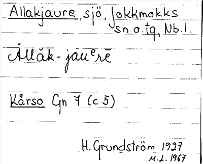 Bild på arkivkortet för arkivposten Allakjaure