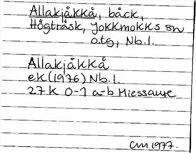Bild på arkivkortet för arkivposten Allakjåkkå