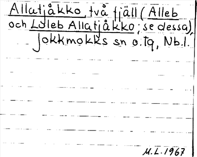 Bild på arkivkortet för arkivposten Allatjåkko