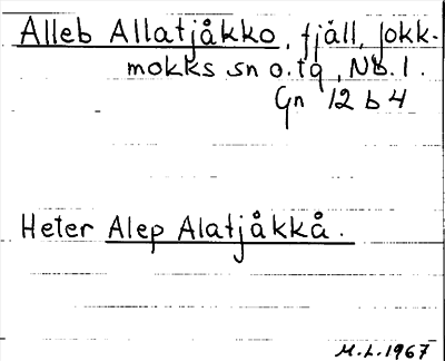 Bild på arkivkortet för arkivposten Alleb Allatjåkko