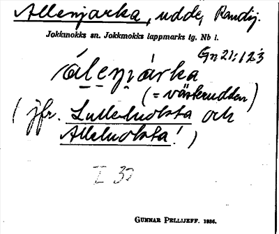 Bild på arkivkortet för arkivposten Allenjarka