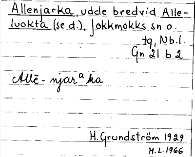Bild på arkivkortet för arkivposten Allenjarka