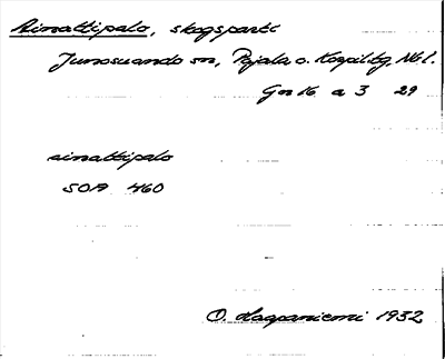 Bild på arkivkortet för arkivposten Ainattipalo