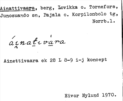 Bild på arkivkortet för arkivposten Ainattivaara