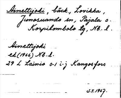 Bild på arkivkortet för arkivposten Ainettijoki