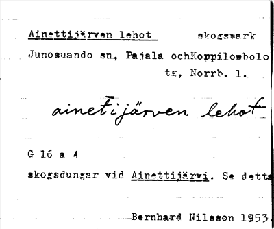 Bild på arkivkortet för arkivposten Ainettijärven lehot