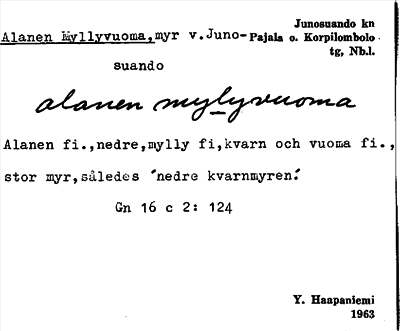 Bild på arkivkortet för arkivposten Alanen Myllyvuoma