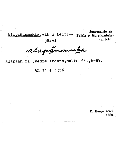 Bild på arkivkortet för arkivposten Alapaäänmukka