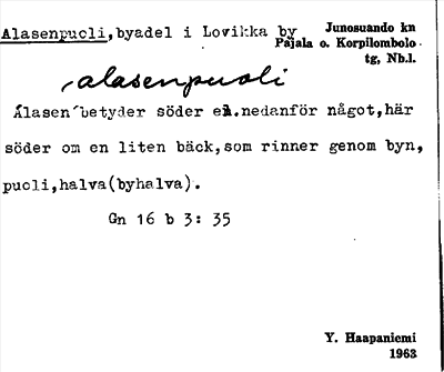 Bild på arkivkortet för arkivposten Alasenpuoli