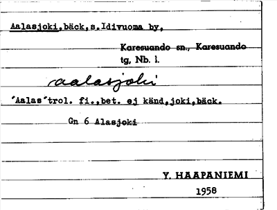 Bild på arkivkortet för arkivposten Aalasjoki