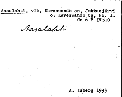 Bild på arkivkortet för arkivposten Aasalahti