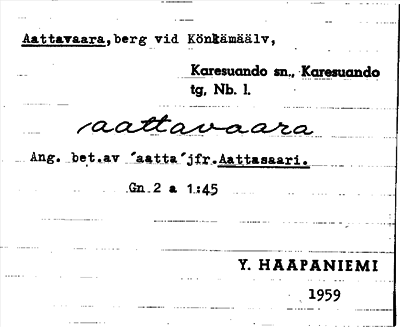 Bild på arkivkortet för arkivposten Aattavaara