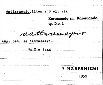 Bild på arkivkortet för arkivposten Aattavuopio