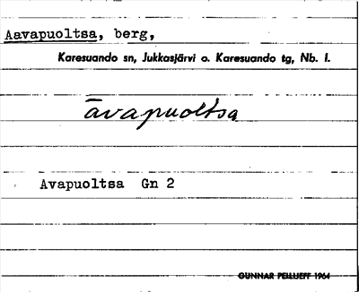 Bild på arkivkortet för arkivposten Aavapuoltsa