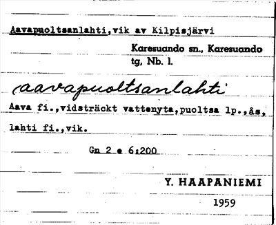 Bild på arkivkortet för arkivposten Aavapuoltsanlahti