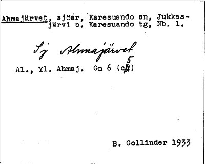 Bild på arkivkortet för arkivposten Ahmajärvet