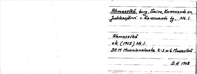 Bild på arkivkortet för arkivposten Ahmaselkä