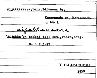 Bild på arkivkortet för arkivposten Aijakkavaara